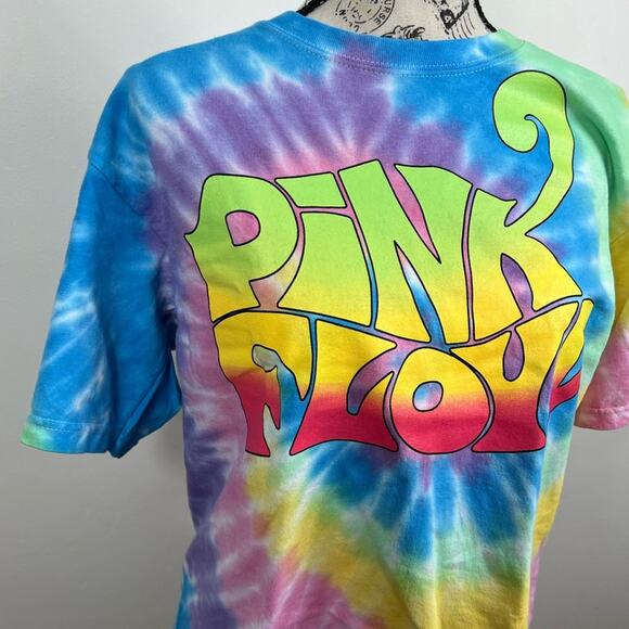 NWT Pink Floyd tie dye raw cut cropped short sleeve T-Shirt - Picture 4 of 8